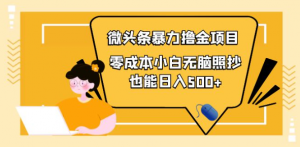 微头条怎么赚钱:微头条最新暴力撸金项目,零成本小白无脑搬运也能日入500+-虚拟货源网