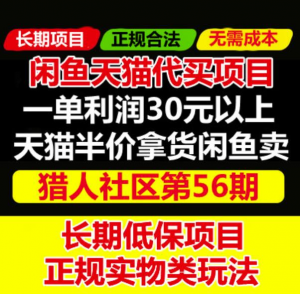 天猫商品半价代买项目:价值688元的闲鱼卖货教程-虚拟货源网