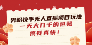 快手无人直播男粉变现项目:稳定一天四位数的进账-虚拟货源网