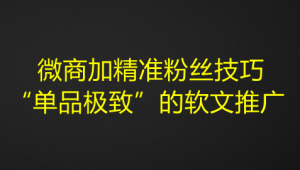 微商加精准粉丝技巧，“单品极致”的软文推广-虚拟货源网