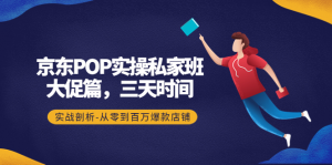 京东POP实操教程：大促篇，3天时间，实战剖析-从零到百万爆款店铺-虚拟货源网